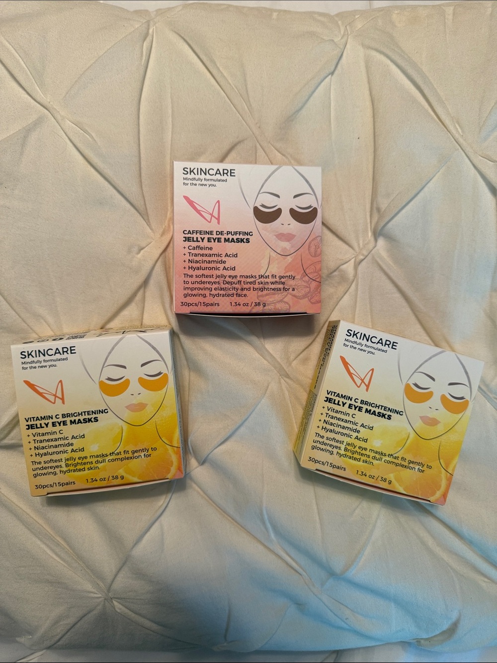 NWT - 2 boxes Vitamin C Brightening & 1 box Caffeine de-puffing jelly eye mask